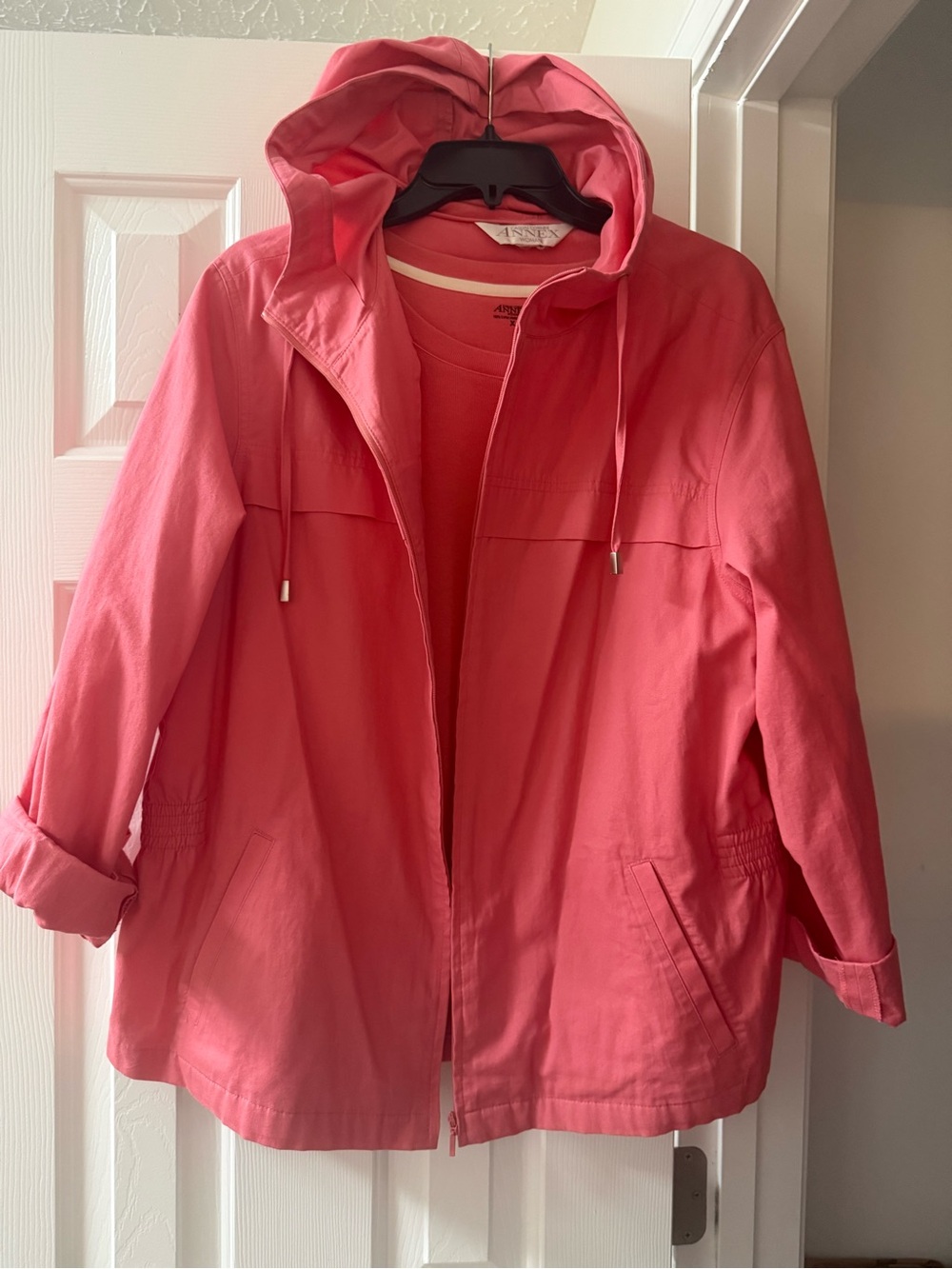Vintage Casual Corner Annex Woman Coral Hooded Jacket Tee Set XL Cotton Y2K